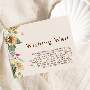 Rustic Sunflower Beige Wedding Wishing Well Enclosure Card