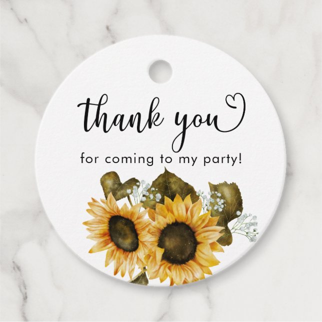 Rustic Sunflower Birthday Favour Tags (Front)