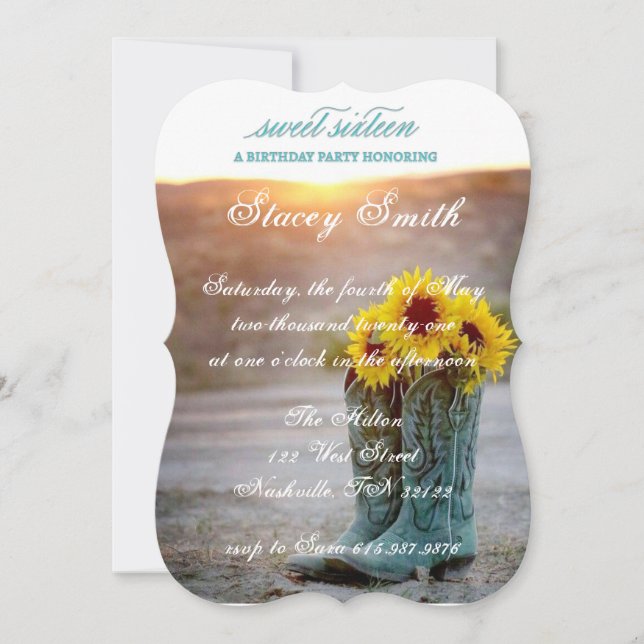 Rustic Sunflower Birthday Invitation (Front)