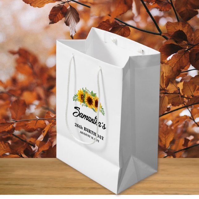 Rustic Sunflower Birthday Medium Gift Bag (Creator Uploaded)