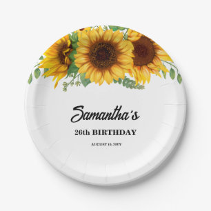 Rustic Sunflower Birthday Paper Plate
