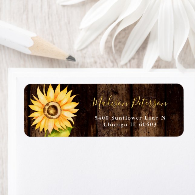 Rustic Sunflower Birthday Return Address Label (Insitu)