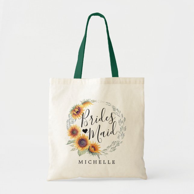 Rustic Sunflower Bloom | Bridesmaid Tote Bag (Front)