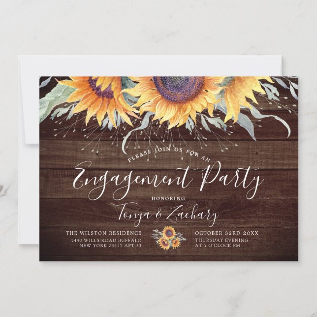 Rustic Sunflower Bloom | Engagement Party Invitation (Front)