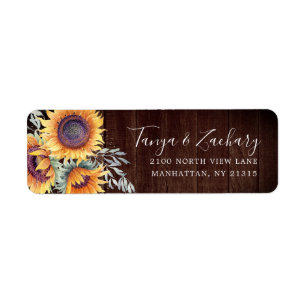 Rustic Sunflower Bloom   Return Address Label