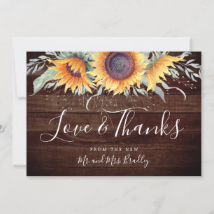 Rustic Sunflower Bloom   Thank You Card