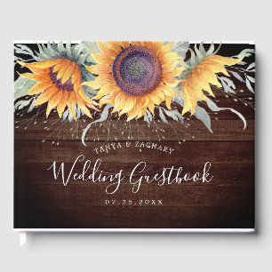 Rustic Sunflower Bloom   Wedding Guest Book