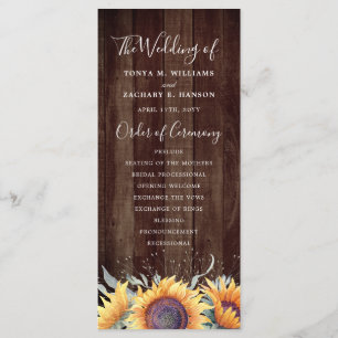 Rustic Sunflower Bloom Wedding Program