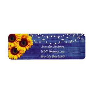 Rustic Sunflower Blue Wood Return Address Return Address Label