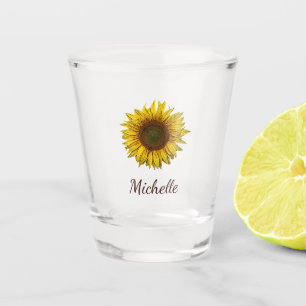 Rustic Sunflower Boho Floral Cute Girly  Shot Glass