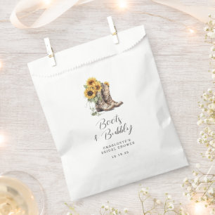 Rustic Sunflower Boots and Bubbly Bridal Shower  Favour Bag