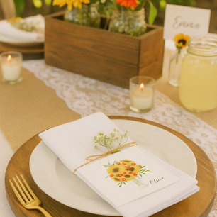 Rustic Sunflower Bouquet   Napkin