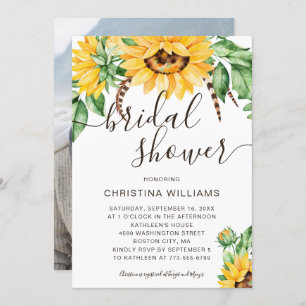 Rustic Sunflower Bouquet Photo Bridal Shower Invitation