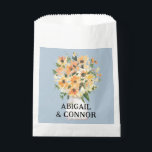 Rustic Sunflower Bouquet Watercolor Favour Bag<br><div class="desc">Elements: Lovely portrait of sunflowers in a rustic vase.  Your names and details appear in a fun,  slightly distressed font. Colours: Yellow,  black,  brown,  orange,  green,  blue,  violet. Themes: rustic,  country,  barn,  romantic,  garden,  cottage,  bright,  sunny. Collection: Rustic Sunflower Bouquet Watercolor Wedding Collection. Product Type: Favour Bag</div>