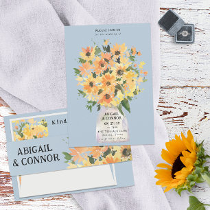 Rustic Sunflower Bouquet Watercolor Invitation