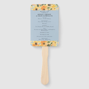 Rustic Sunflower Bouquet Watercolor Program Hand Fan
