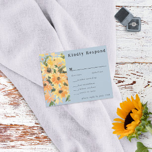 Rustic Sunflower Bouquet Watercolor RSVP Card