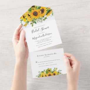 Rustic Sunflower Bridal Shower All In One Invitation