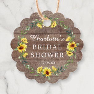 Rustic Sunflower Bridal Shower Favour Gift Tag