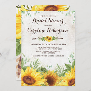 Rustic Sunflower Bridal Shower Floral Invite