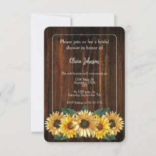 Rustic Sunflower Bridal Shower Invitation