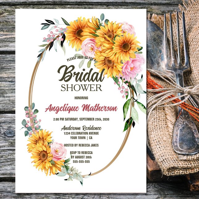Rustic Sunflower Bridal Shower Invitation (Creator Uploaded)