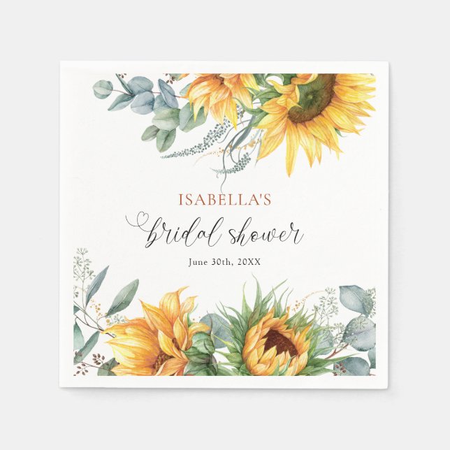 Rustic Sunflower Bridal Shower Napkin (Front)