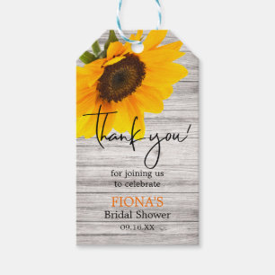 Rustic Sunflower Bridal Shower Script Thank You Gift Tags