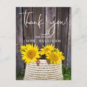 Rustic Sunflower Bridal Shower Thank You Postcard