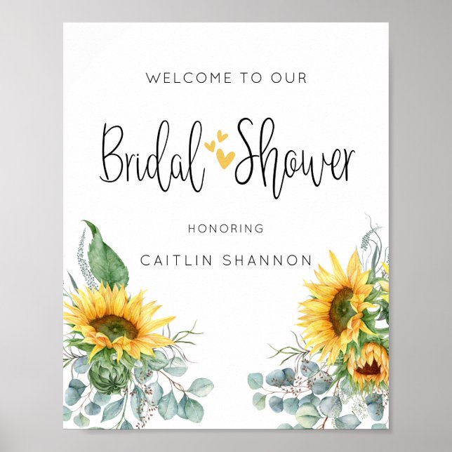 Rustic Sunflower Bridal Shower Welcome Sign (Front)