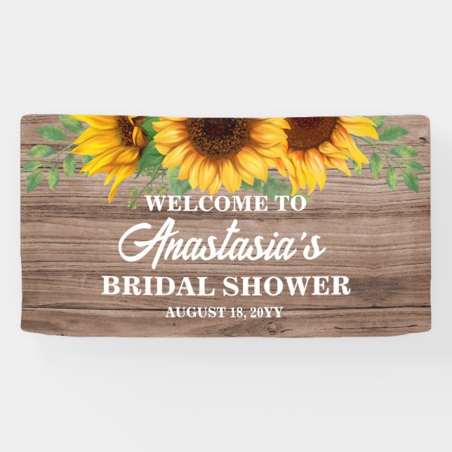 Rustic Sunflower Bridal Shower Welcome Sign (Horizontal)