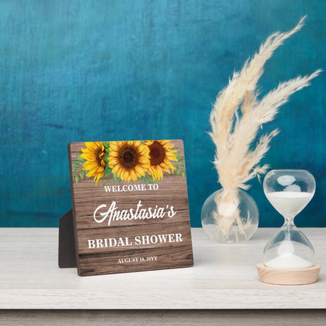 Rustic Sunflower Bridal Shower Welcome Sign Plaque (Insitu)