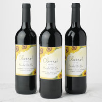 Rustic sunflower bridal shower wine label
