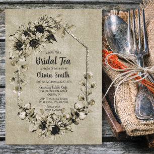 Rustic Sunflower Bridal Tea Invitation