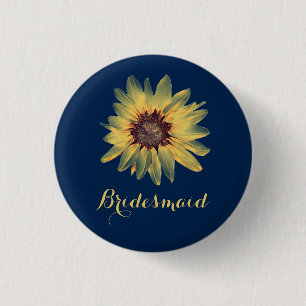 Rustic Sunflower Bridesmaid Button