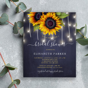 Rustic sunflower budget bridal shower invitation