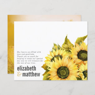 Rustic Sunflower BUDGET Wedding Thank You Card