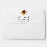 Rustic Sunflower Burgundy Floral Rose Watercolor