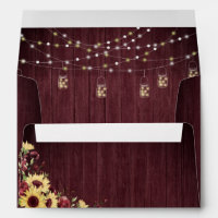 Rustic Sunflower Burgundy Wood Floral Wedding