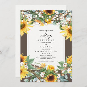 Rustic Sunflower Burst String Lights Invitation