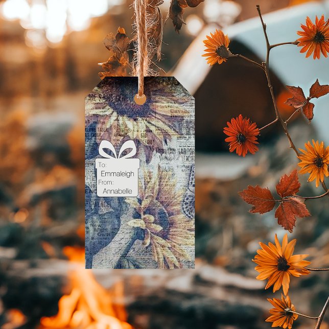 Rustic Sunflower Butterfly Ephemeral Gift Tags (Creator Uploaded)
