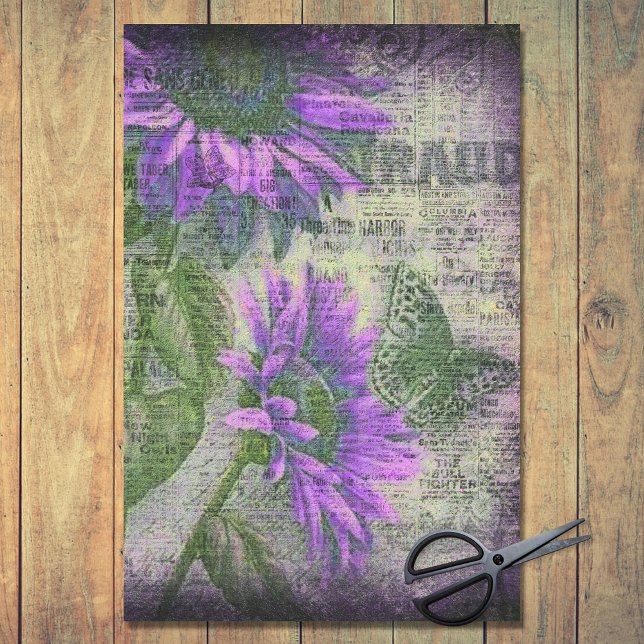 Rustic Sunflower Butterfly Plum Ephemera Decoupage Tissue Paper (Creator Uploaded)