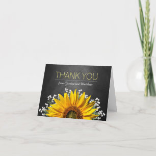 Rustic Sunflower Chalkboard Thank You Card
