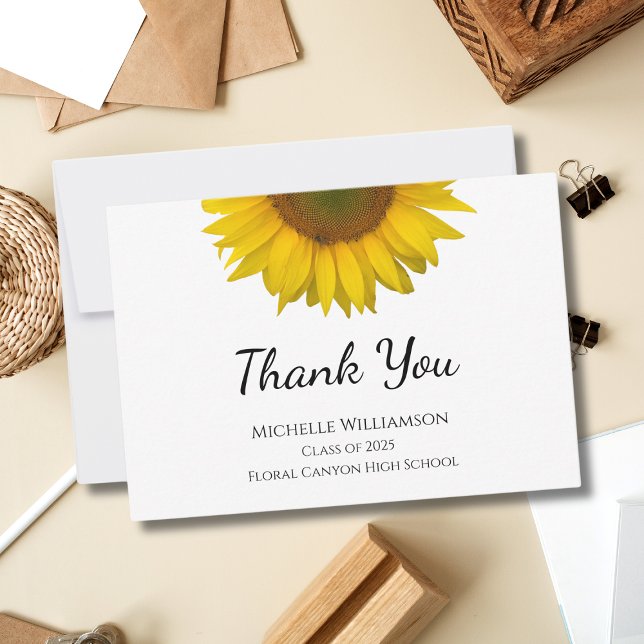 Rustic Sunflower Class of 2025 Graduation Thank You Card (Creator Uploaded)