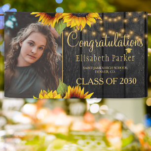 Rustic sunflower class of congrats grad PHOTO Banner