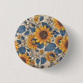 Rustic Sunflower Cottagecore Floral Button