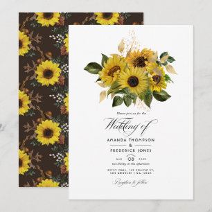 Rustic Sunflower Country Barn Wedding Invitation