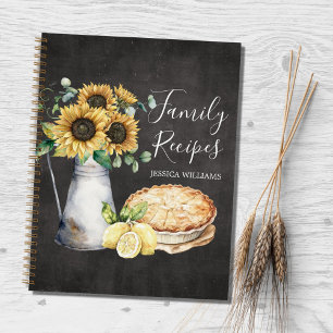 Rustic Sunflower Country Black Family Recipe Book