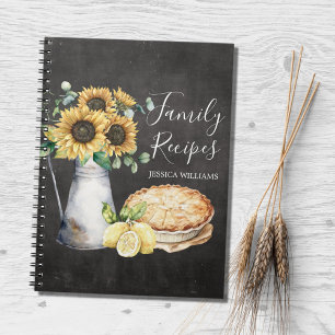 Rustic Sunflower Country Black Family Recipe Notebook