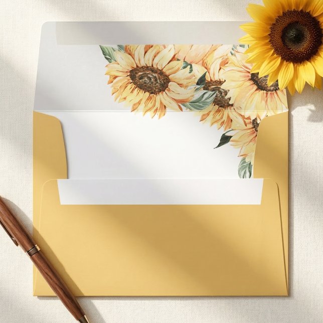 Rustic Sunflower Country Chic Wedding Envelope (Creator Uploaded)